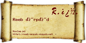 Reeb Árpád névjegykártya
